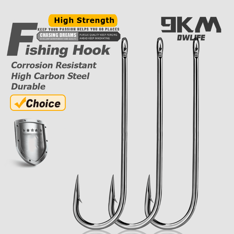 Fishing Hook Offset - 釣り針 ロングシャンクフック バーブ付きアバディーンフック 高炭素鋼 鯉釣りワームフック 淡水カルター釣り具