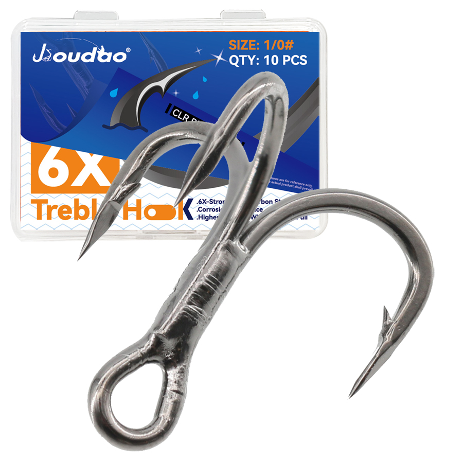 Fishing Hook Offset - 6X 釣りトレブルフック​​ 10 個トリプル釣りフックビッグゲームフィッシング 8 #
