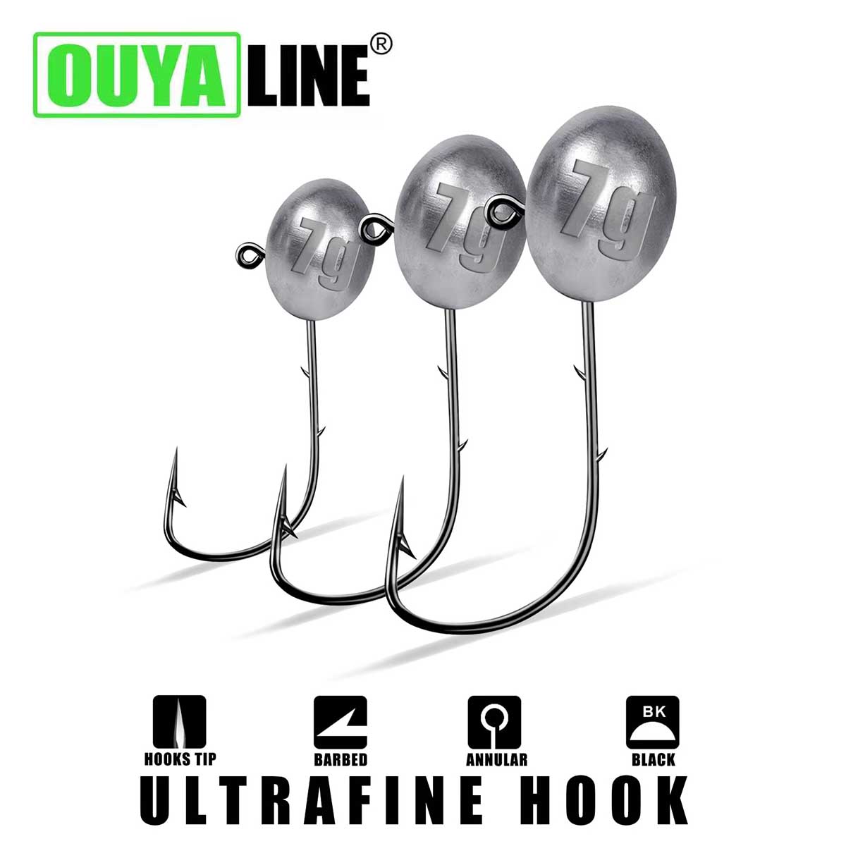 Fishing Hook Offset - 釣り、ソフトワーム、パイク、トラウトアクセサリー用のjigヘッドフック、0.8-7g、1セット