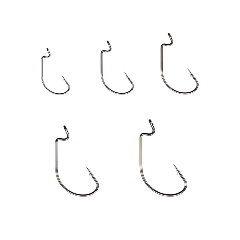 50 個ワイドワームフック炭素鋼オフセット釣り針低音有刺鉄線 - Fishing Hook Offset のレビューと価格