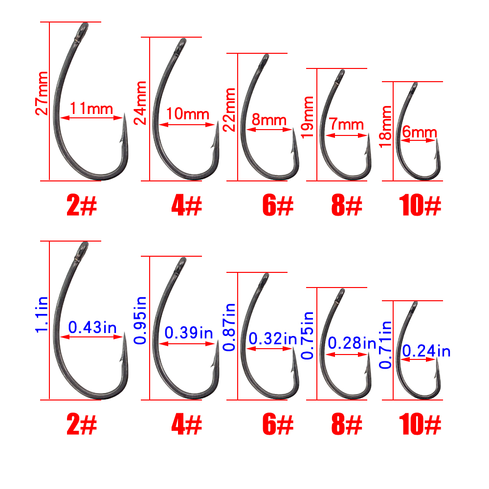 Hirisi 30x 鯉釣りフックアイマイクロバーブ高炭素鋼 - Fishing Hook Barbless のレビューと価格