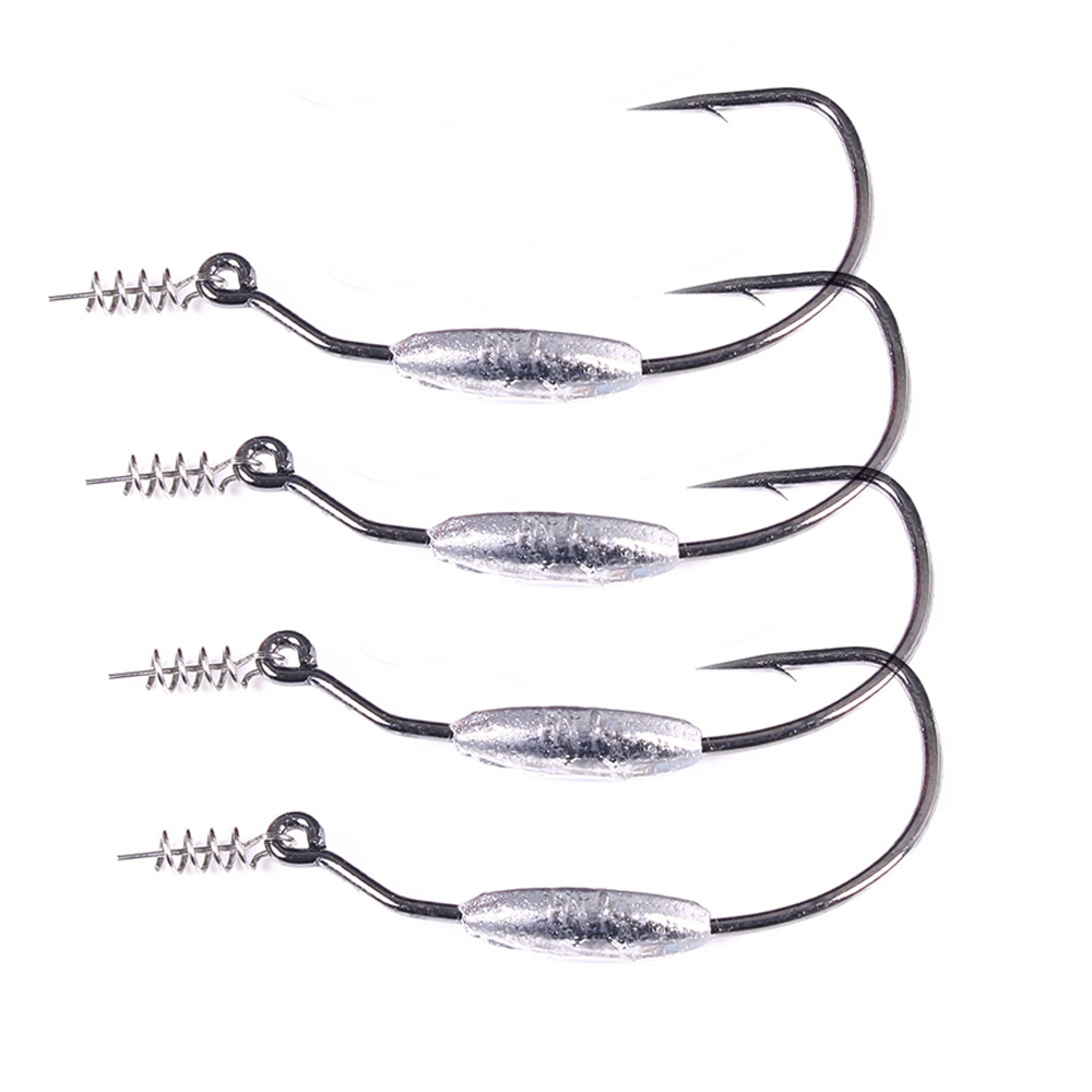 スナッグ防止ウェイト付きオフセットフック、スプリングロックピ - Fishing Hook Offset のレビューと価格