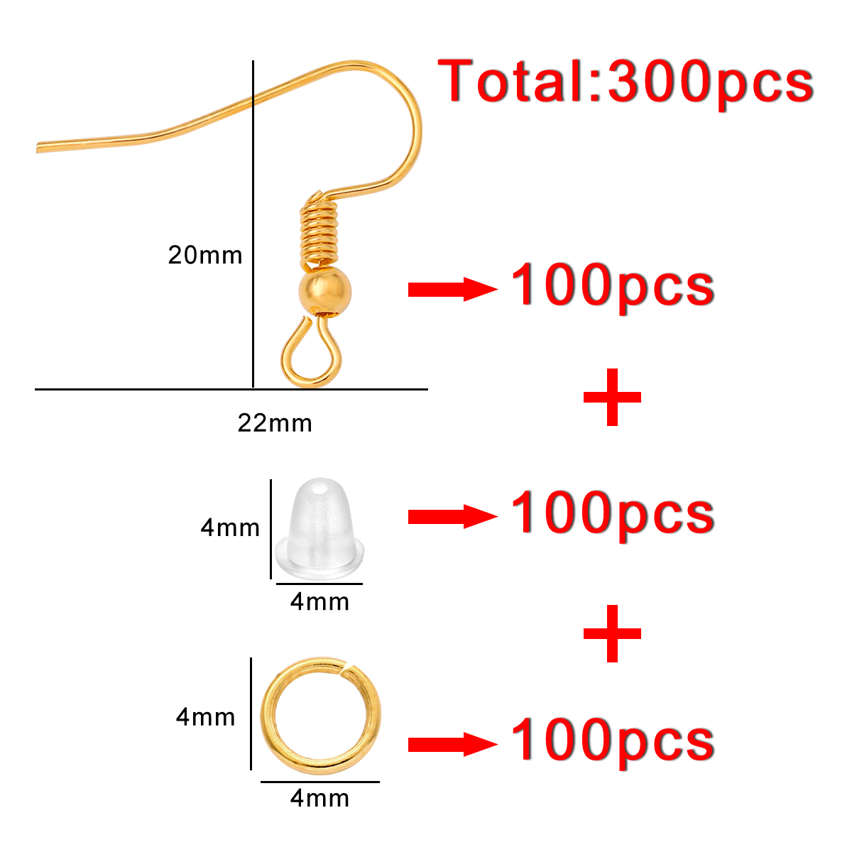 100-300 ピース/ロット低刺激性イヤリングフックキット - Fishing Hook Assortment のレビューと価格