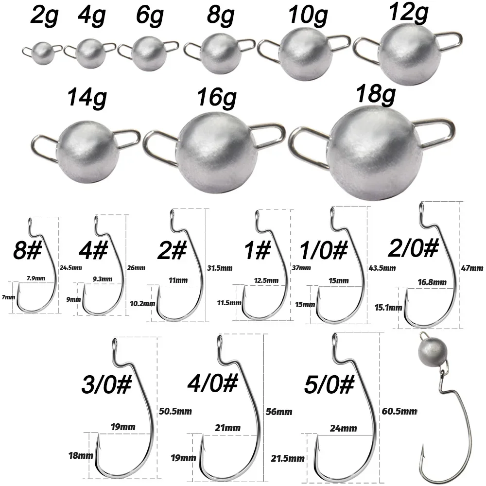 5個入りメタルジグヘッドワームフック2g 4g 10g 14 - Fishing Hook Offset のレビューと価格